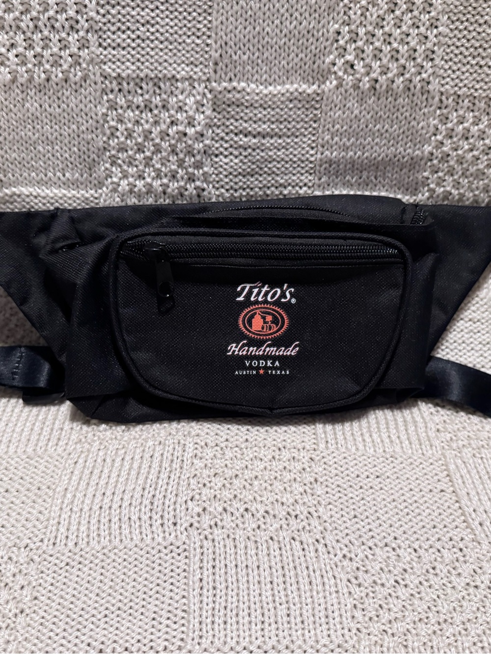 Tito’s Handmade Vodka Black Fanny Pack Waist Bag Adjustable Strap Travel NWOT